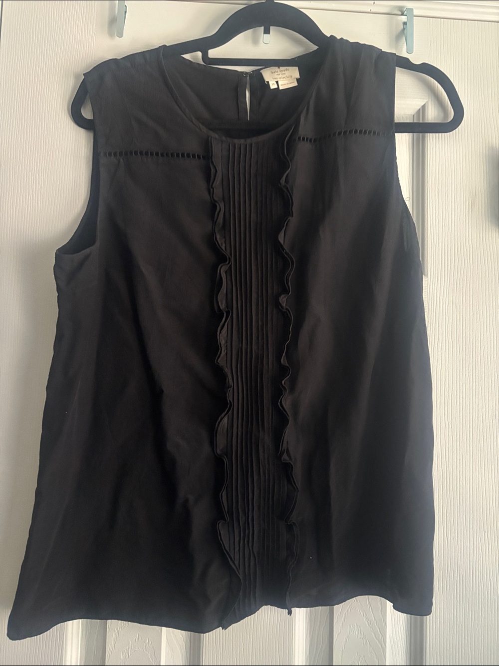 kate spade Black Sleeveless Ruffle Pleat Front Camisole